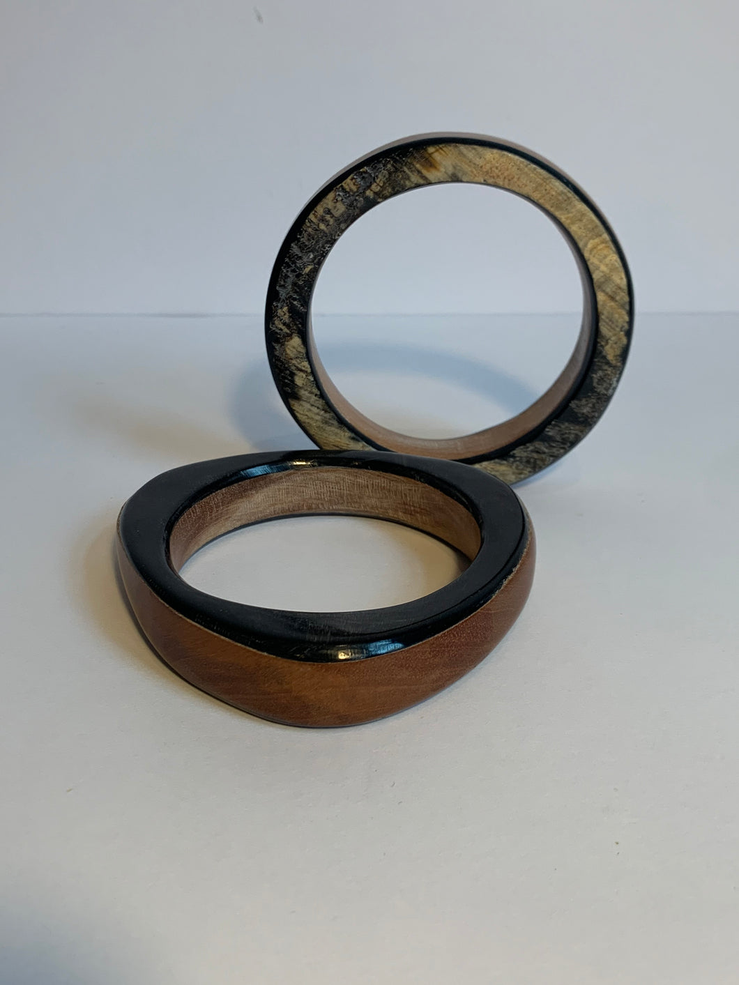 Stacked Wood + Horn Bangles