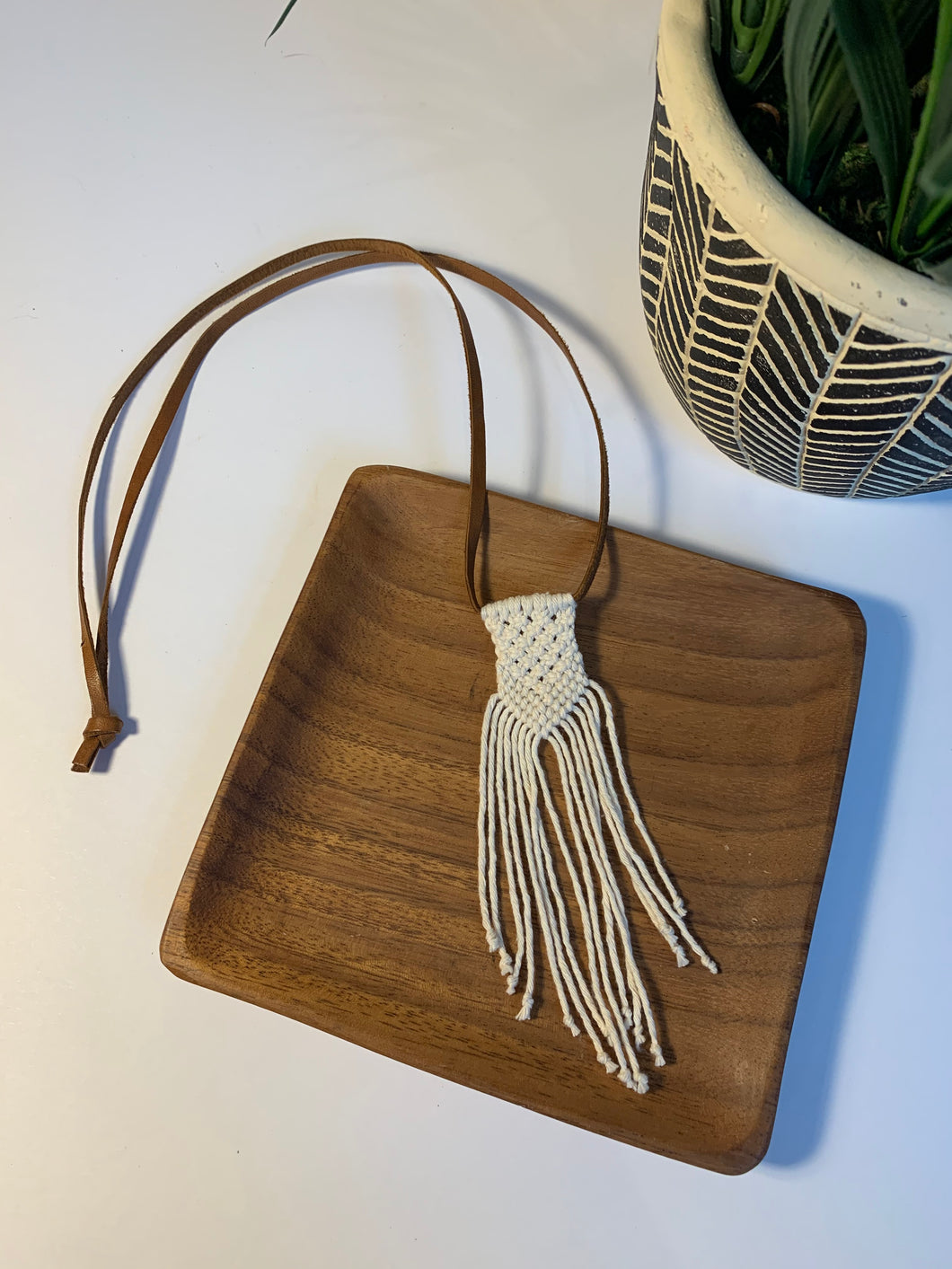 Macrame + Leather Necklace