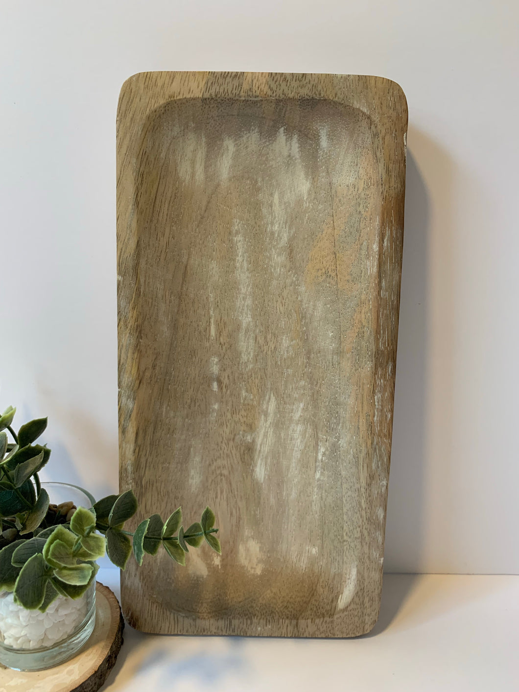 White Wash Rectangle Tray