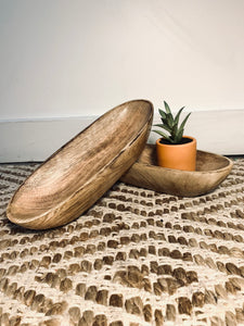 Oval Mango Wood Boat Tray