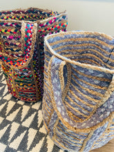 Load image into Gallery viewer, Sari Fabric and Jute Laundry/Toy Tote
